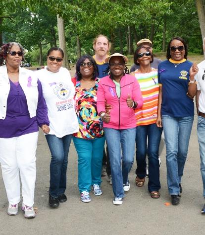 Teachers set out on the fundraising walk.