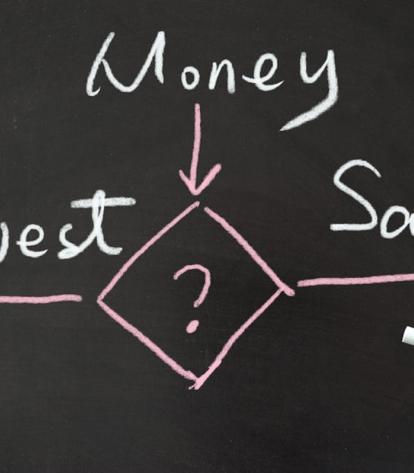 Money, Invest, Save written on a blackboard with chalk