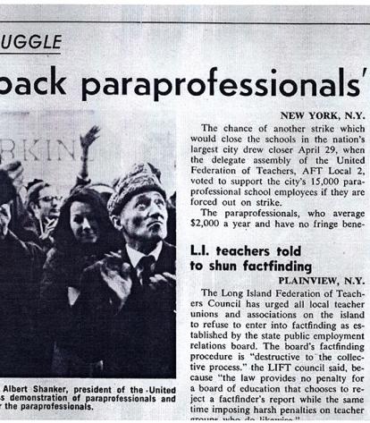 Albert Shanker, then the president of the UFT, marches across the Brooklyn Bridg