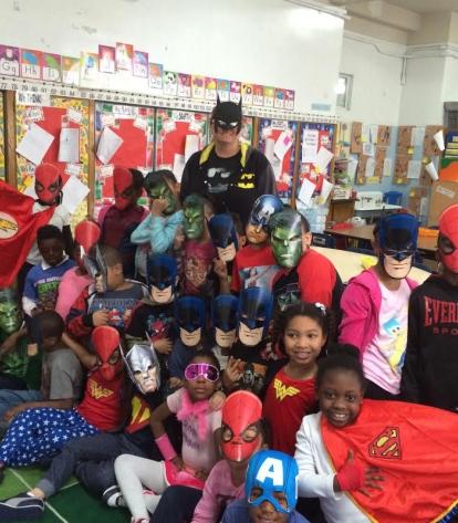 Students and teachers dressed as their favorite superheroes to celebrate at PS 1