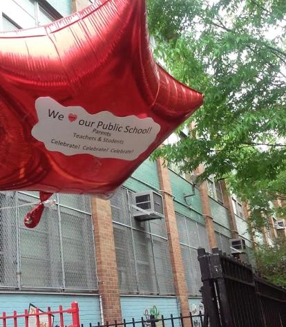 A balloon marks the celebration at PS/IS 76 and PS 226@76 in Harlem.