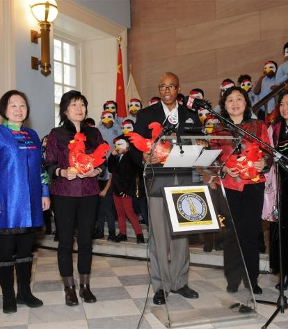 Brooklyn Borough President Eric Adams officiates at the Chinese New Year ceremon