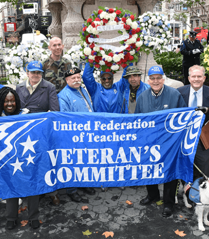 Veterans Committee Chair John Garvey (second from left) and the rest of the UFT 