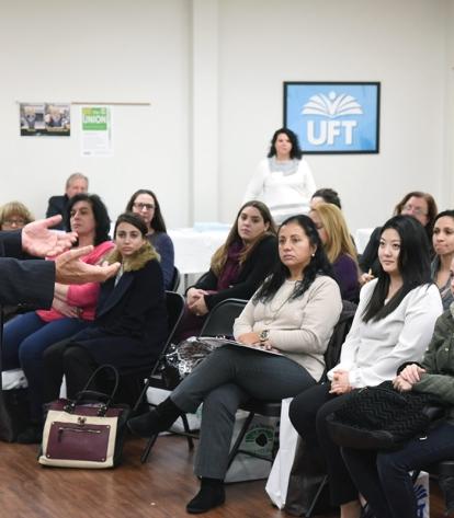 Staten Island: UFT President Michael Mulgrew addresses the new members from Stat