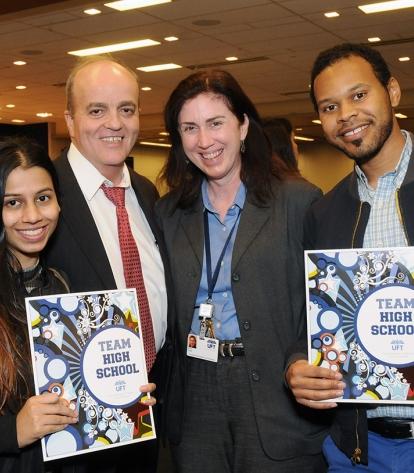 Manhattan: UFT Assistant Treasurer Tom Brown (second from left) and Manhattan Hi