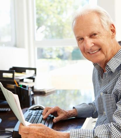 Senior working at home