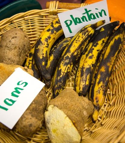 Yams and plantains are available for all to learn about.