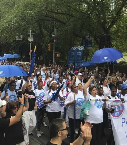 UFT members marching