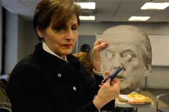 Elizabeth Rosen, co-director of the UFT Players, can’t mask her displeasure over