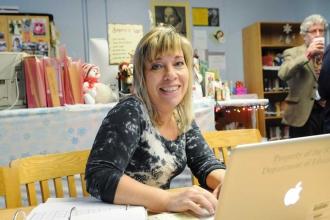 Jill Handschu, the library media specialist at IS 145.