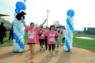 These proud finishers at home plate included Chapter Leader Rosemarie Thompson