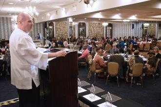 UFT President Michael Mulgrew gives the opening remarks.