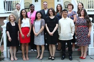 Honorees gather in front of Gracie Mansion.
