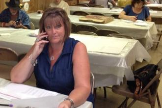 Doreen Crinigan makes calls on Primary Day