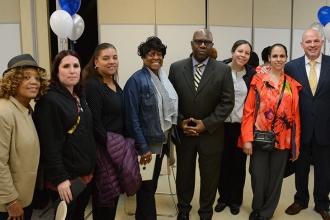 Members from PS 58 with UFT Assistant Secretary LeRoy Barr (fourth from right) a