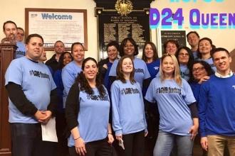 Staff gathers at IS 93 in Ridgewood.