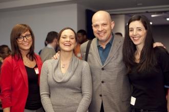UFT President Michael Mulgrew poses with (left to right) Ashley Agro, from Amber