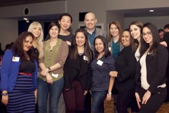 Mulgrew with the staff of the Bronx Academy of Promise Charter School.