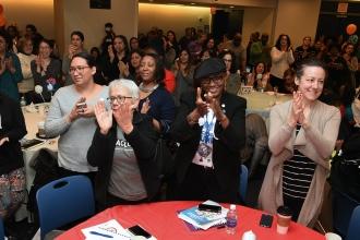 The chorus rocked the audience members and they clapped along.