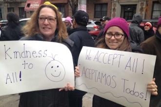 Teachers marched around the school with messages of love 