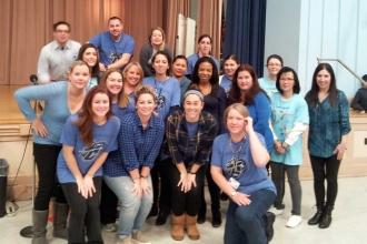 Educators at PS 186 in Bellerose wore blue.