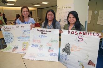 Teachers (from left) Vicky Cuesta, Araceli Ortega and Stephanie Farias show off 
