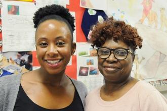 Rachel McCaulsky (left), the school’s dance teacher and arts coordinator, and pa