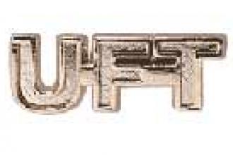 UFT gold letter pin
