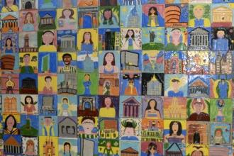 Mural at IS 235, Academy for New Americans in Queens.