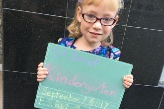 It's the first day of kindergarten at PS 261 in Brooklyn.