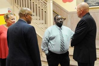PS 181 Chapter Leader Michael George (second form right) takes UFT Brooklyn Boro