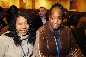 Social workers Venessia Jones-Taylor (left) of the Globe School/MS 272 and Lorra