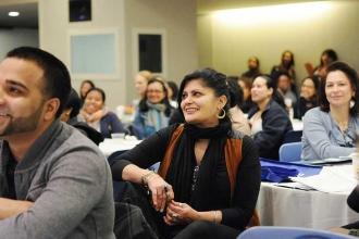 Guidance counselor Mildred Velasquez of the District 79 Referral Center listens 