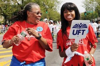 Retired teacher Beverly Segers (left) and paraprofessional Navia Nelson share a 
