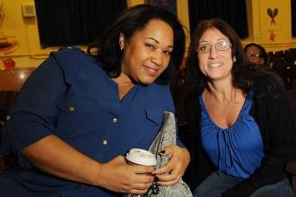 Kindergarten teachers Karima Bajana (left) and Sharon Priese.