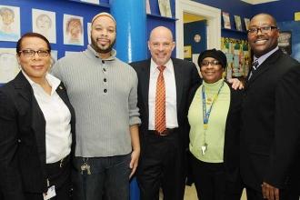 Mulgrew (center) with (from left) UFT Special Representative Winnie Thompson, UF