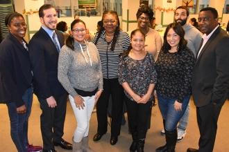 Gathering at the meet and greet are (from left) Alexandria Headley of PS 294 in 