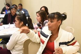 Marilyn Espada, the president of the District 9 Community Education Council, ask