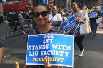 Many marchers came to express their support for union faculty members at Long Is