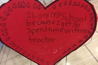 Love from a student at PS 361 in Woodside, Queens.