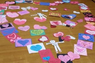 Students show love at PS 1 in Sunset Park, Brooklyn.