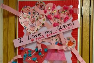 Displays of love at PS 228 in East Elmhurst, Queens.