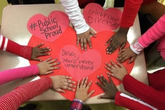 Third-graders celebrate their school at PS/IS 268 in Jamaica, Queens.