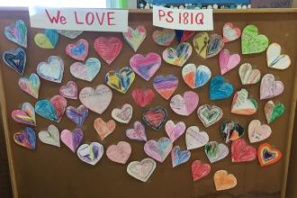 Students show love for PS 181 in Springfield Gardens, Queens.