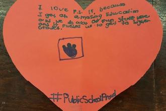 A message of love from a 4th-grader at PS 14 in the Bronx.