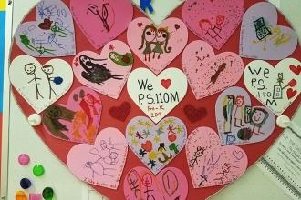 Pre-K students show love for PS 110 on the Lower East Side.