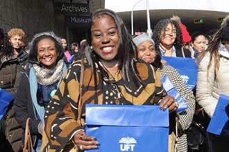 UFT members from northern Manhattan, led by District 5 Representative Zina Burto