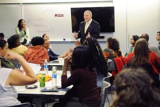 UFT President Michael Mulgrew addresses members.