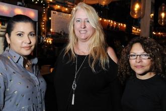 PS 1 Chapter Leader Kathy Massar (center), with paraprofessionals Mayra Ortiz (l