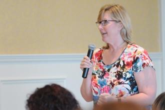 Susan Pulice, a teacher at PS 56, asks a question about teacher centers.